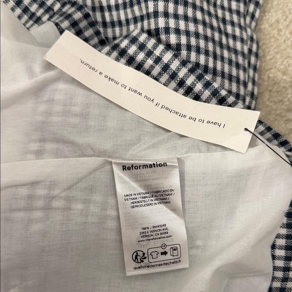 BNWT Reformation Irene Linen Slate Checkered Jacket Medium - Picture 8 of 10